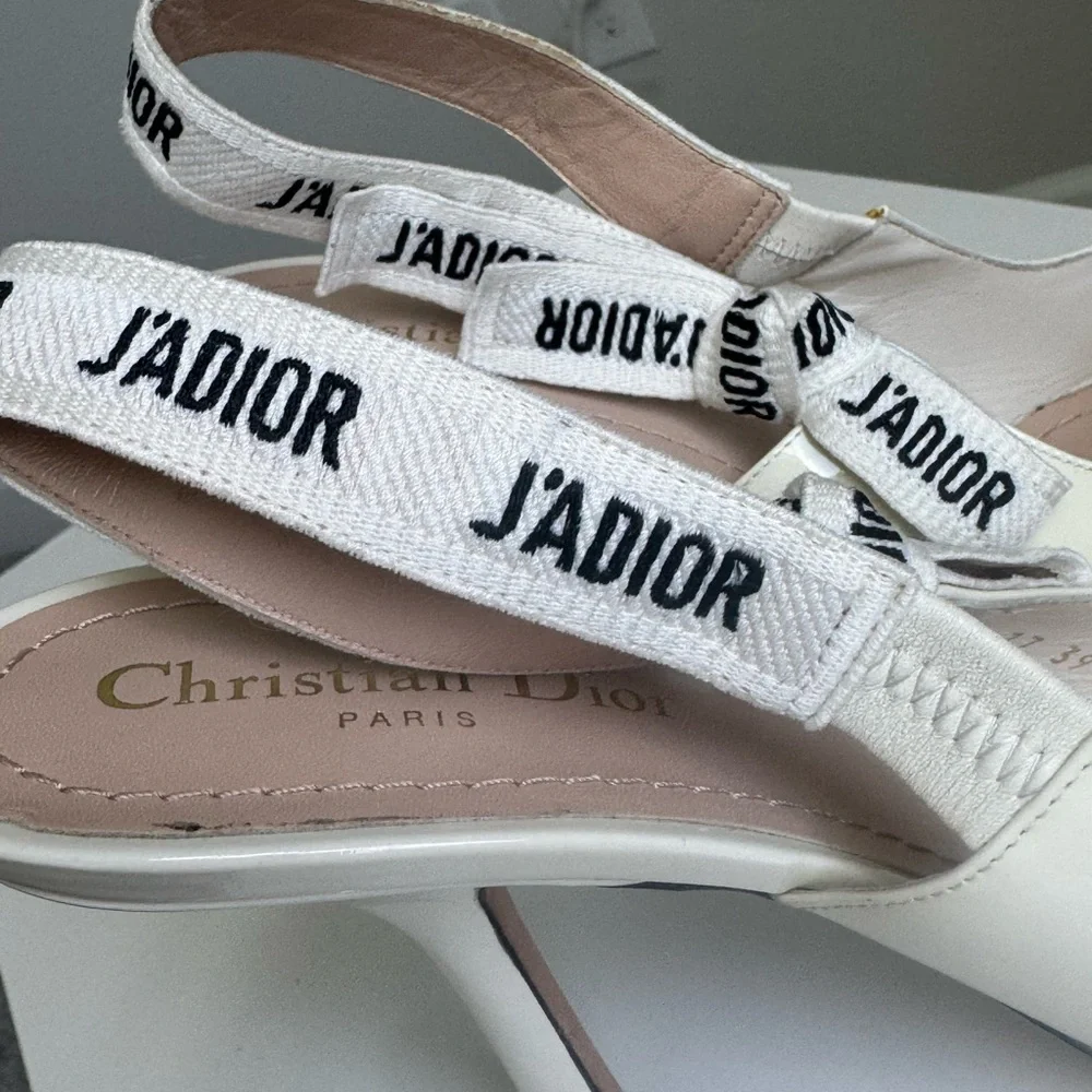 Christian Dior J’Adior Slingback Pumps Size 39 | Cream Patent Leather - Picture 8 of 10
